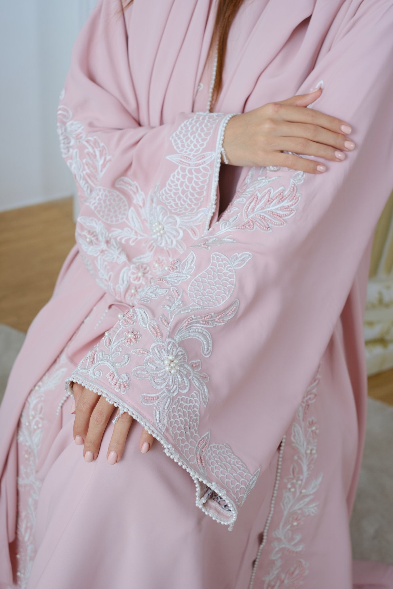 Gulaab — Embroidered Three-Piece Abaya - Noorulnoura