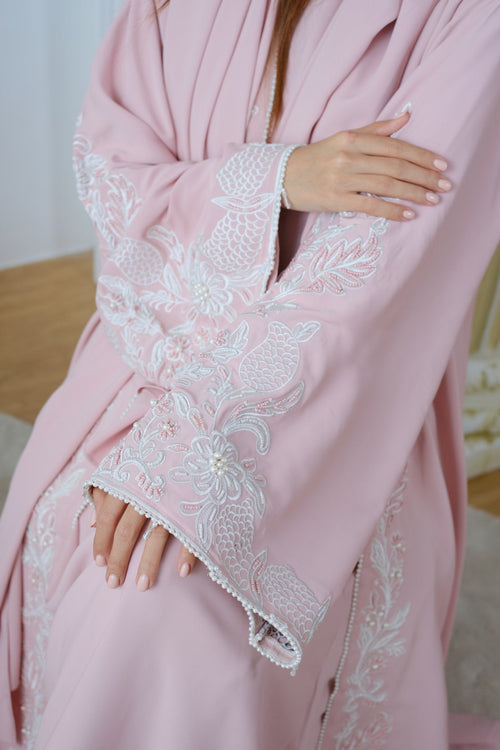 Gulaab — Embroidered Three-Piece Abaya - Noorulnoura