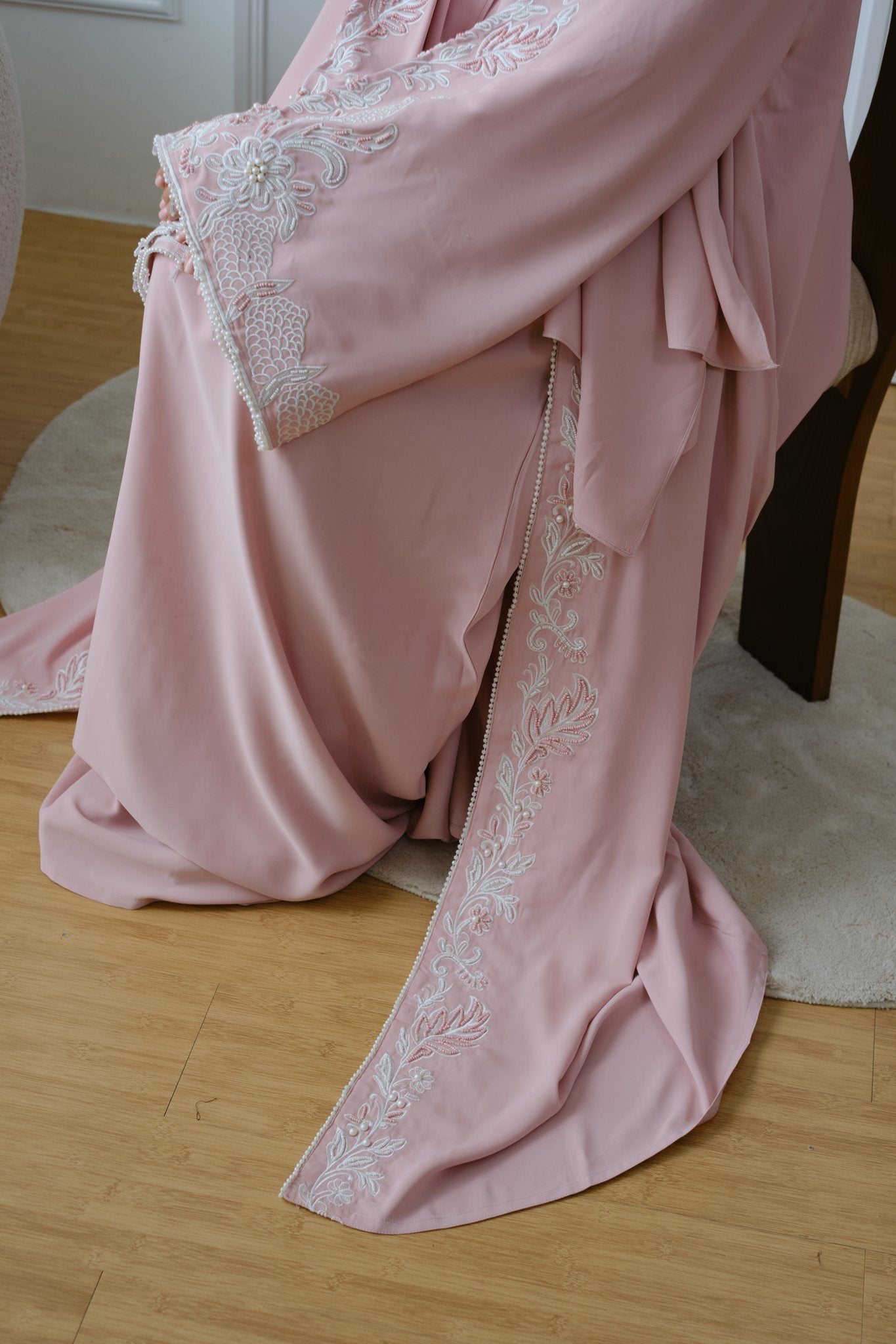 Gulaab — Embroidered Three-Piece Abaya - Noorulnoura