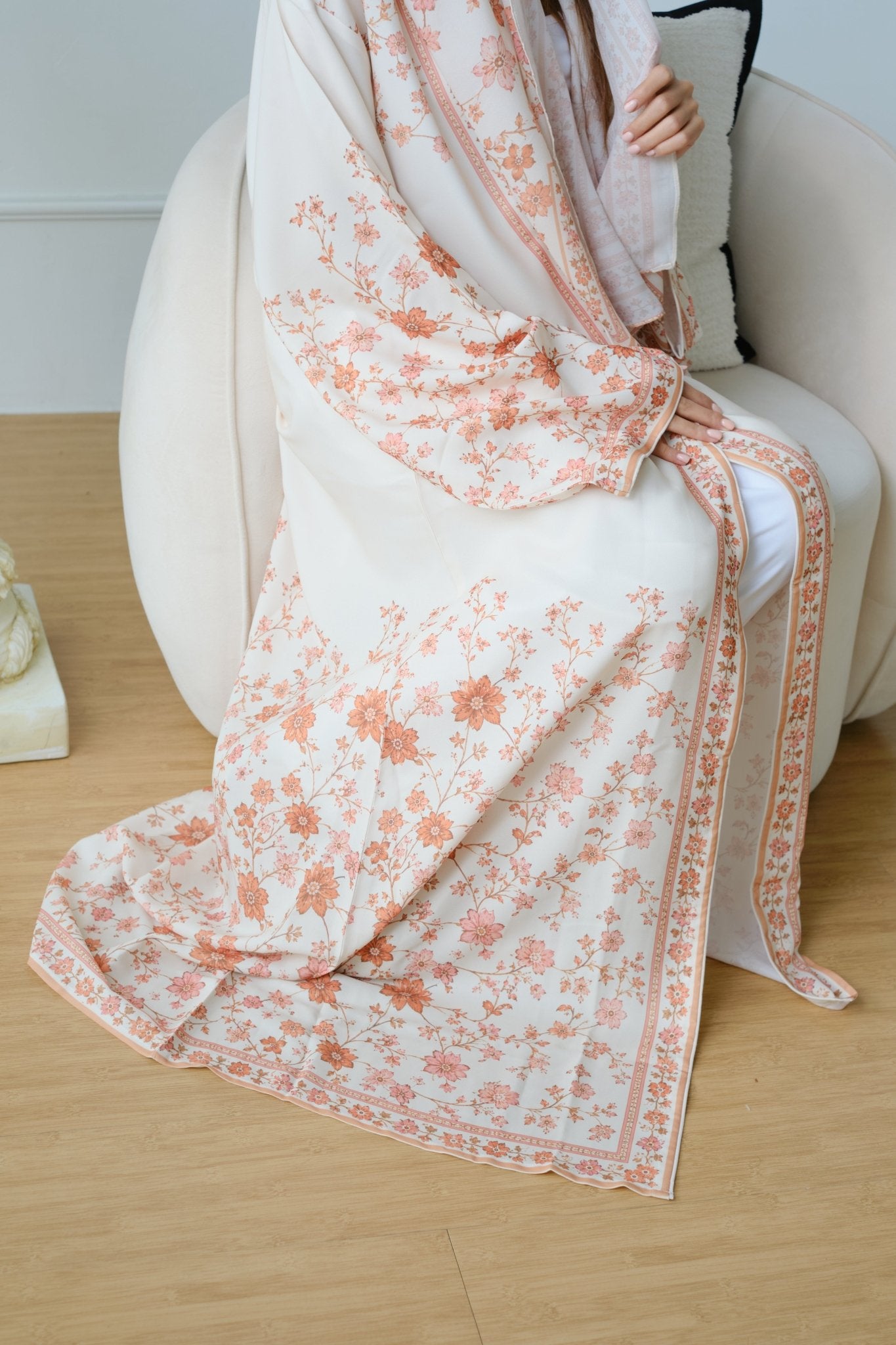 Gulnar — Printed Linen Abaya - NOOR UL NOURA