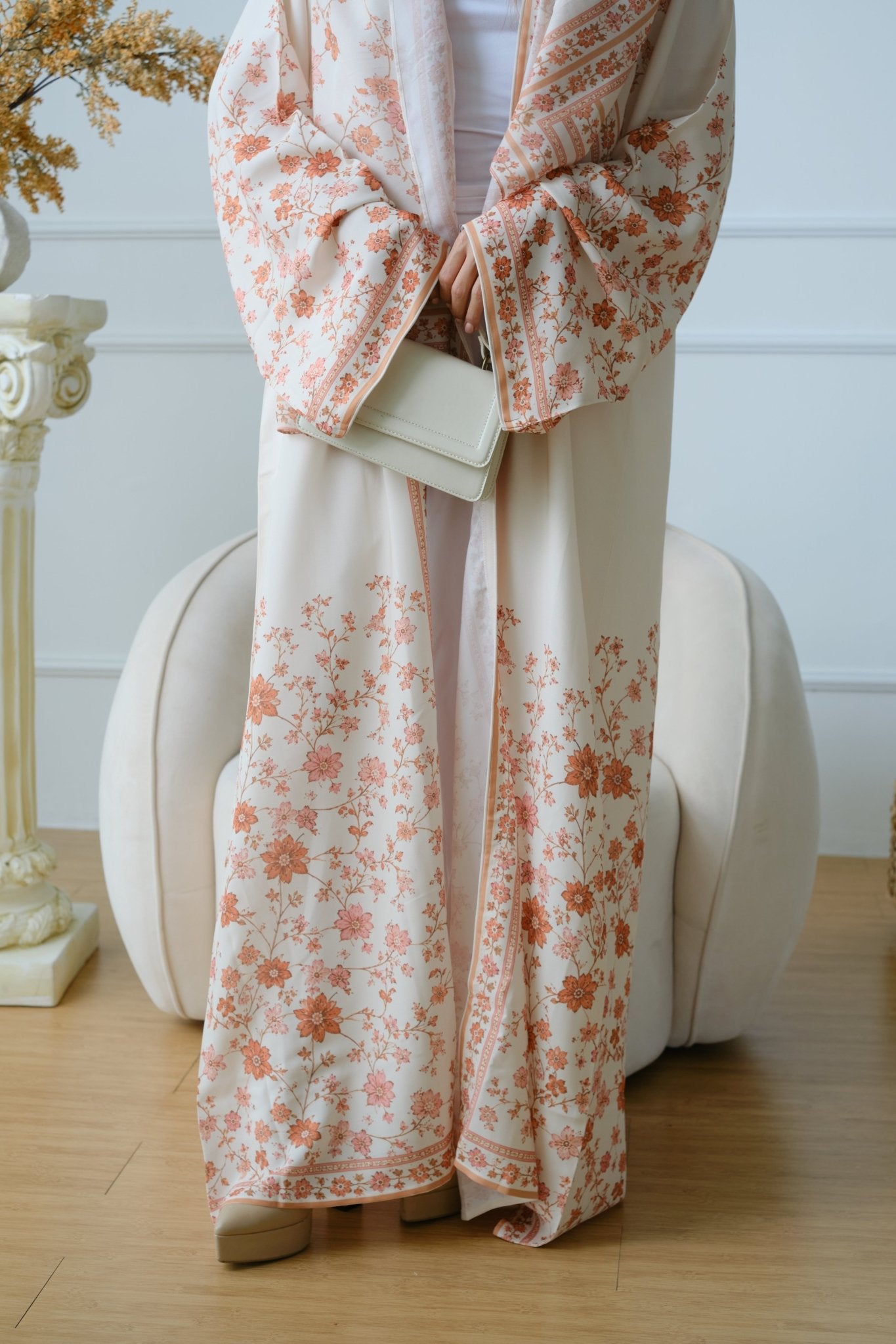 Gulnar — Printed Linen Abaya - NOOR UL NOURA