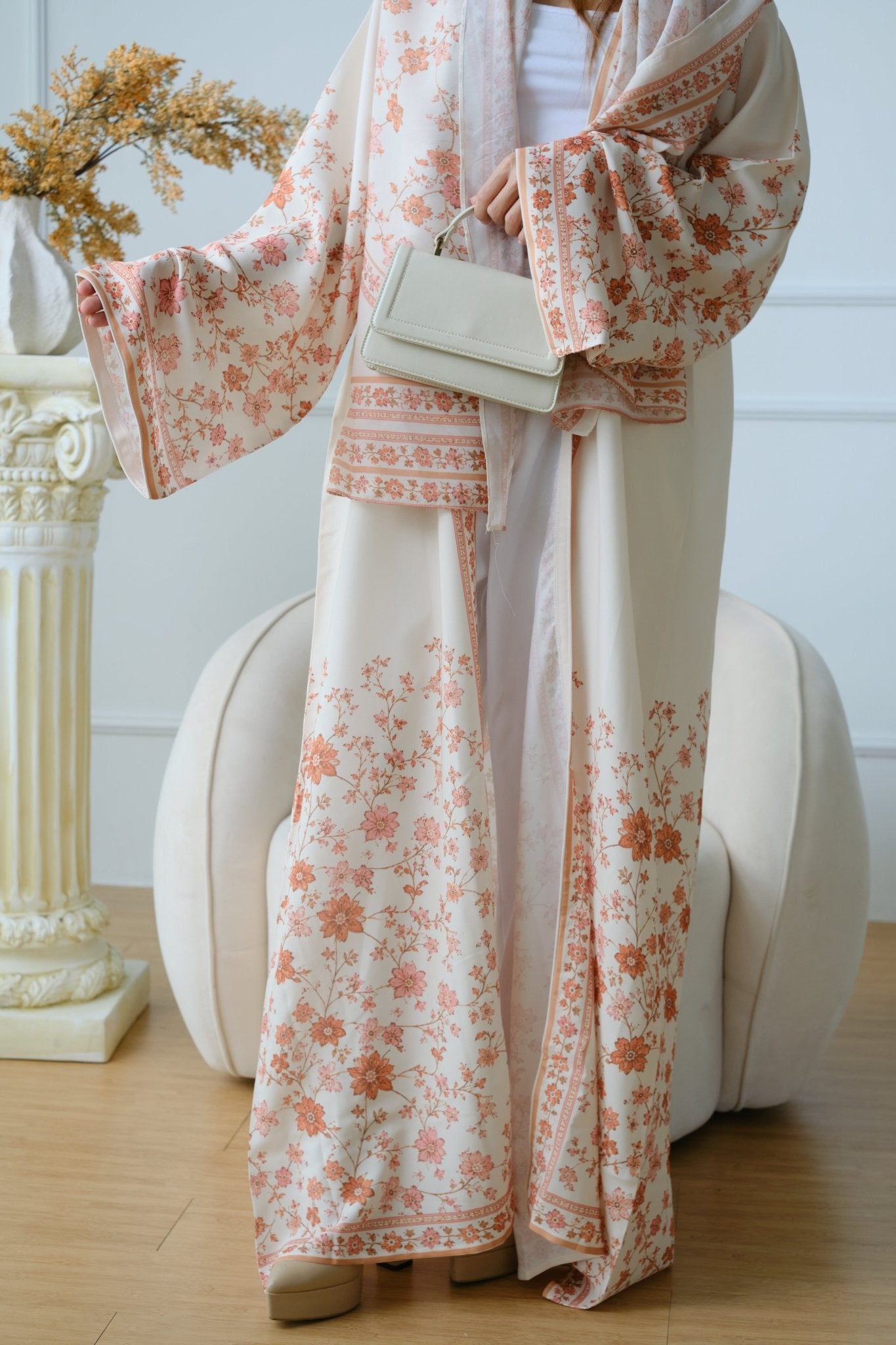 Gulnar — Printed Linen Abaya - NOOR UL NOURA