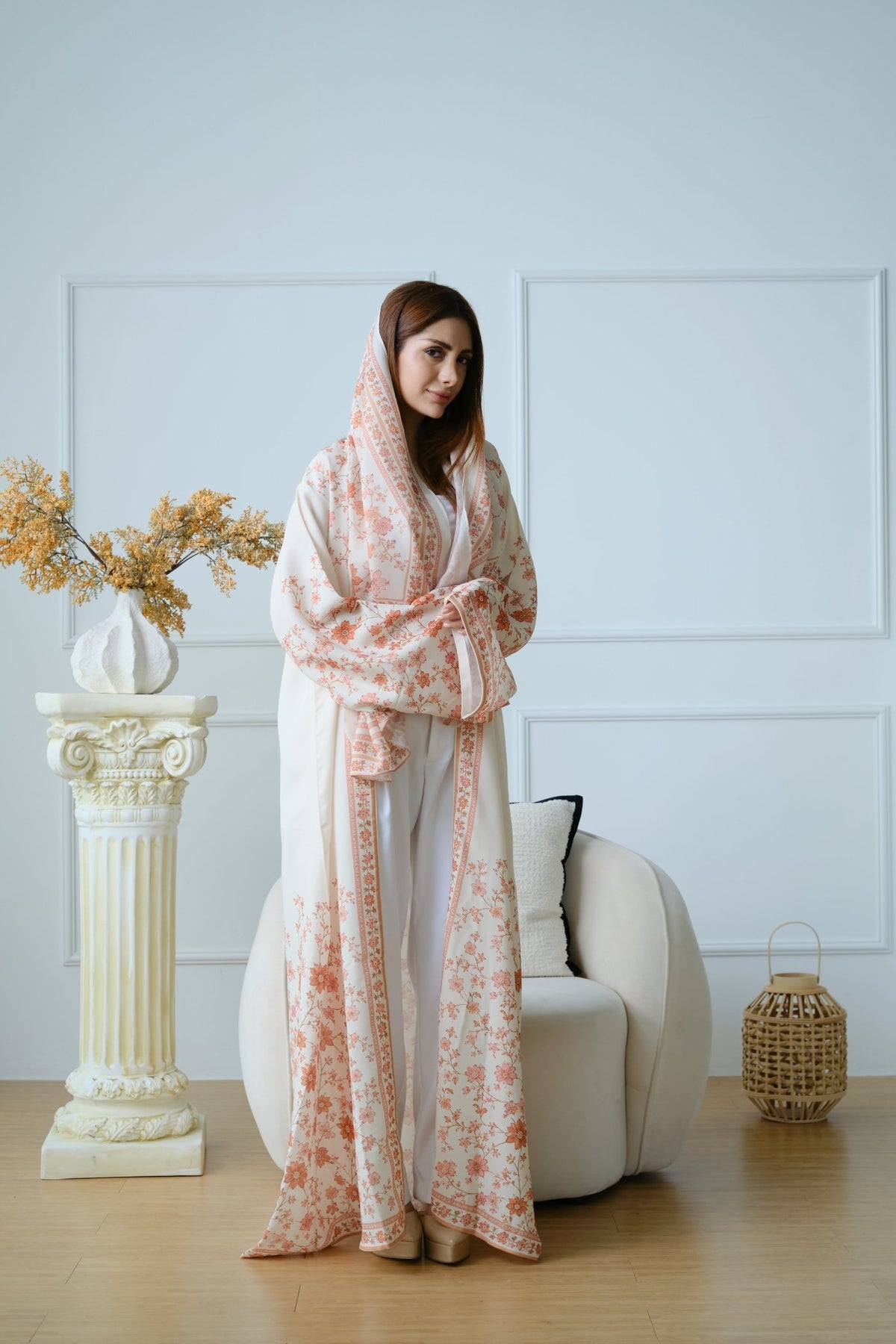 Gulnar — Printed Linen Abaya - NOOR UL NOURA
