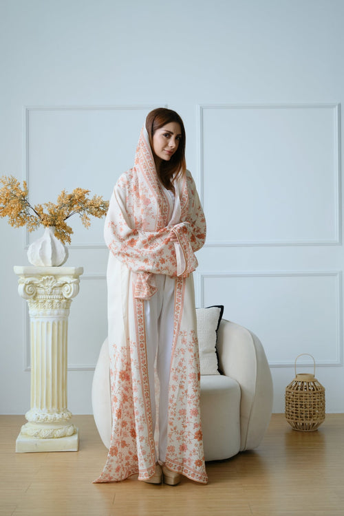 Gulnar — Printed Linen Abaya - NOOR UL NOURA