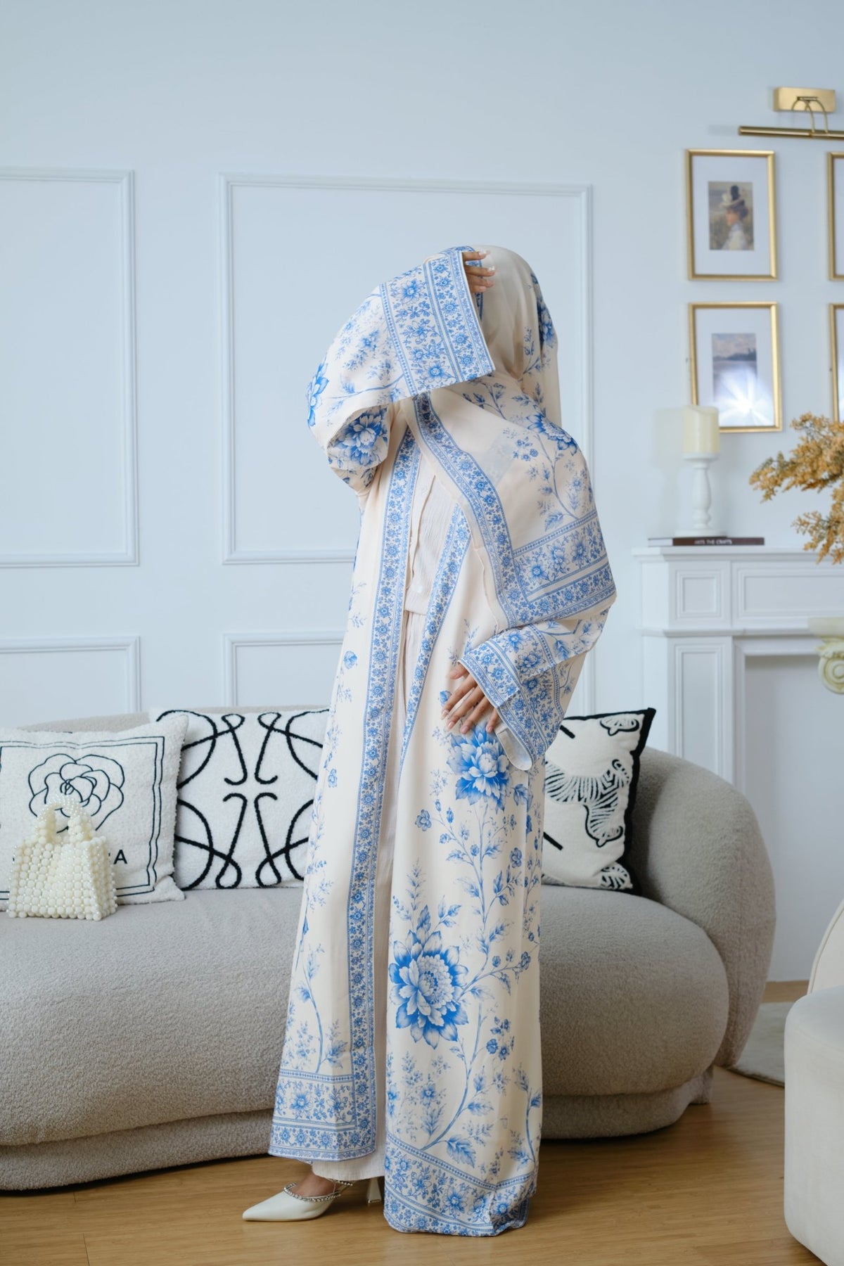 Nilofar — Printed Linen Abaya - NOOR UL NOURA