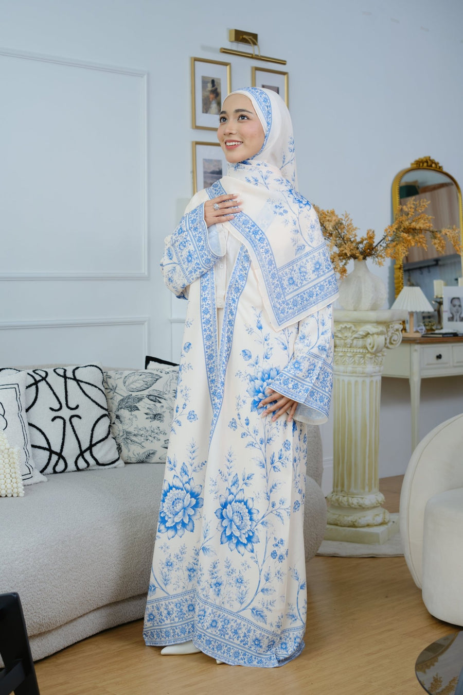 Nilofar — Printed Linen Abaya - NOOR UL NOURA