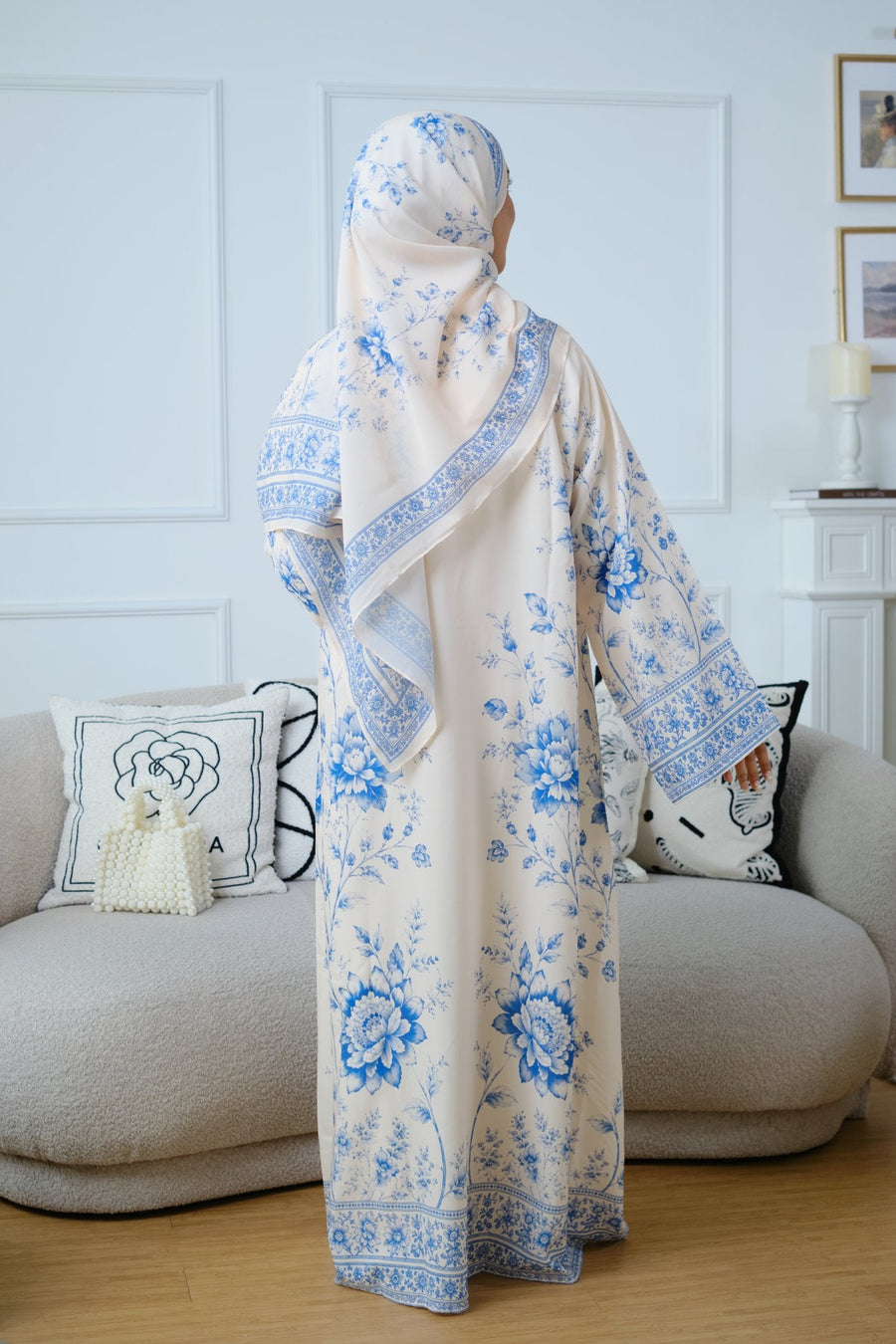 Nilofar — Printed Linen Abaya - Noorulnoura