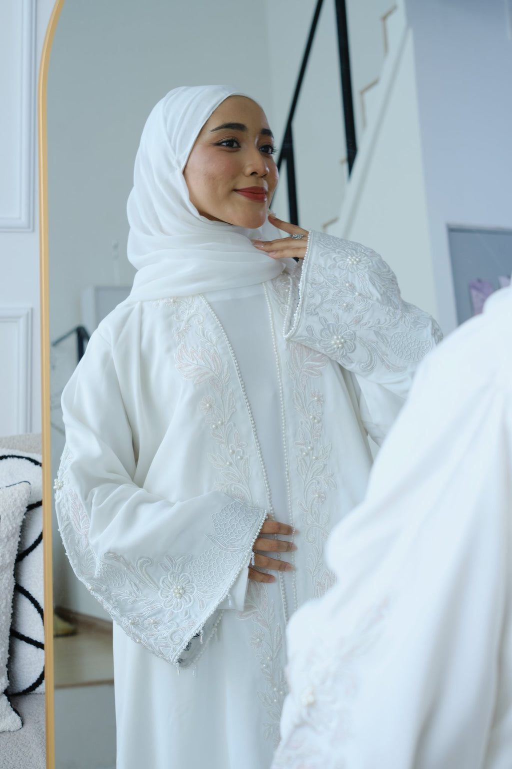 Sadaf — Embroidered Three-Piece Abaya