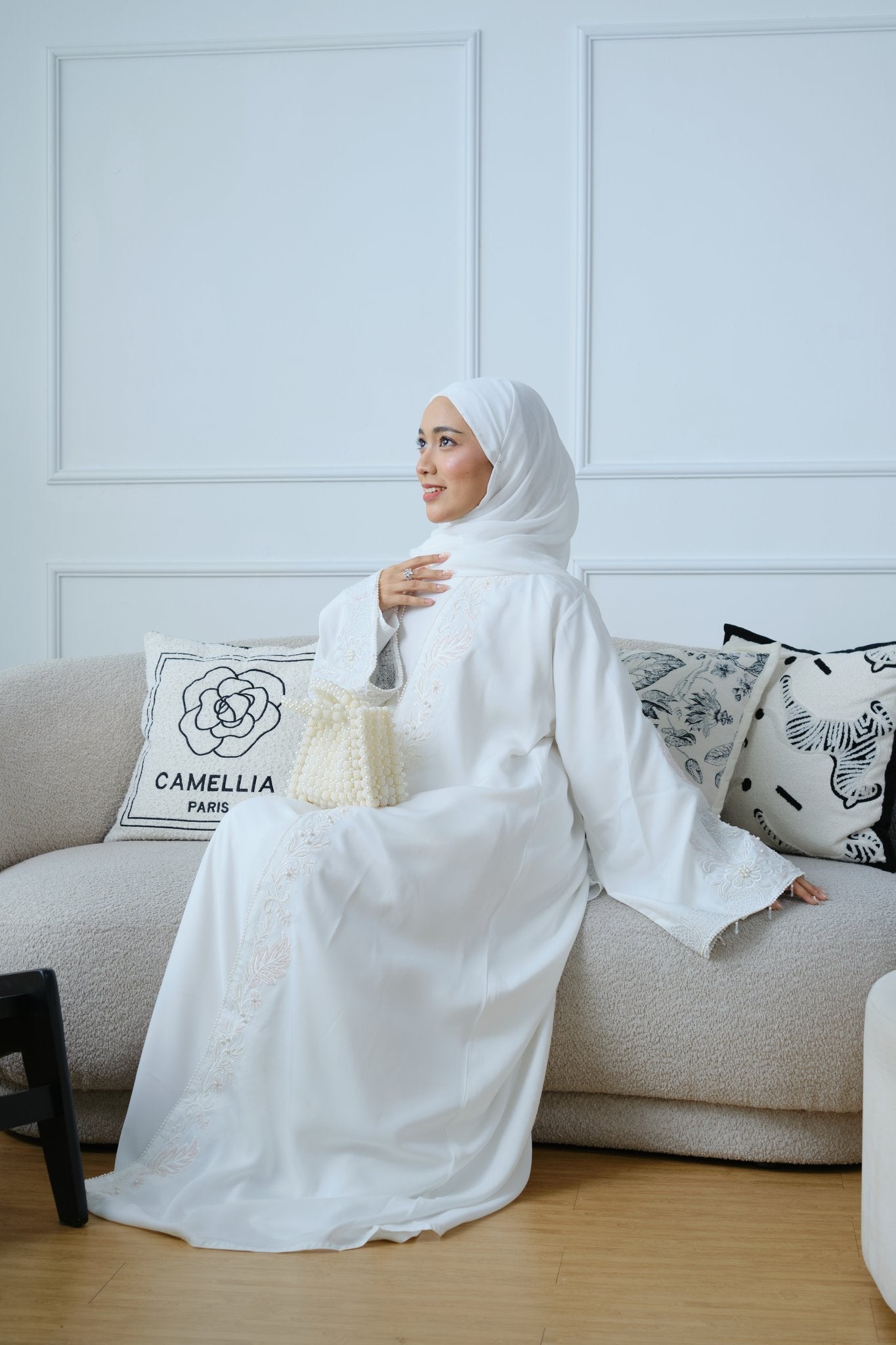 Sadaf — Embroidered Three-Piece Abaya - Noorulnoura