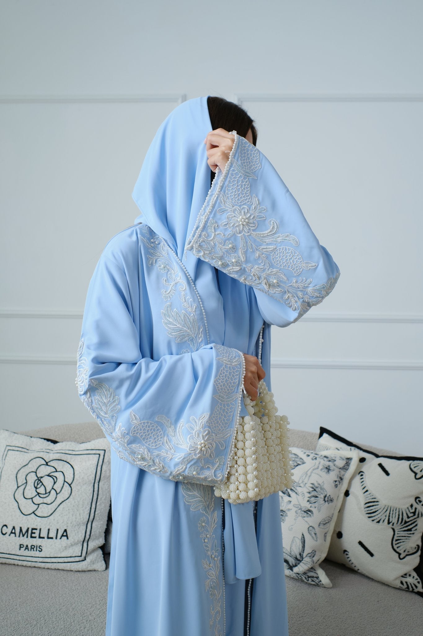 Sama — Embroidered Three-Piece Abaya - Noorulnoura